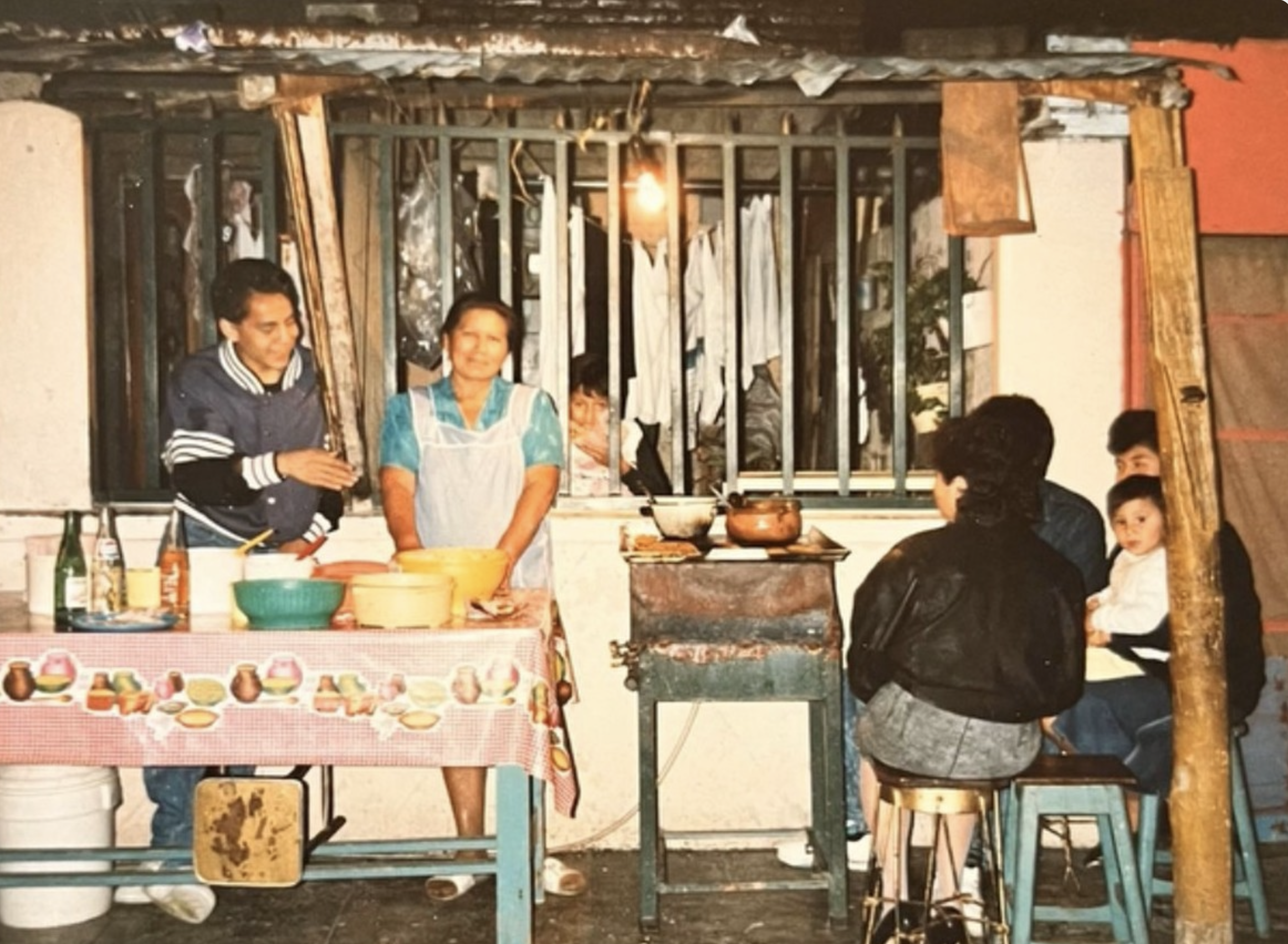 Family cooking at the original stall